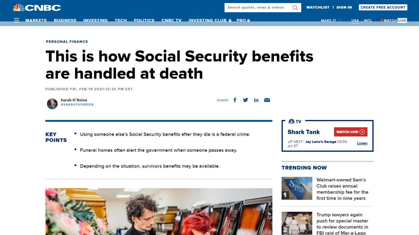 This is how Social Security benefits are handled at death - CNBC